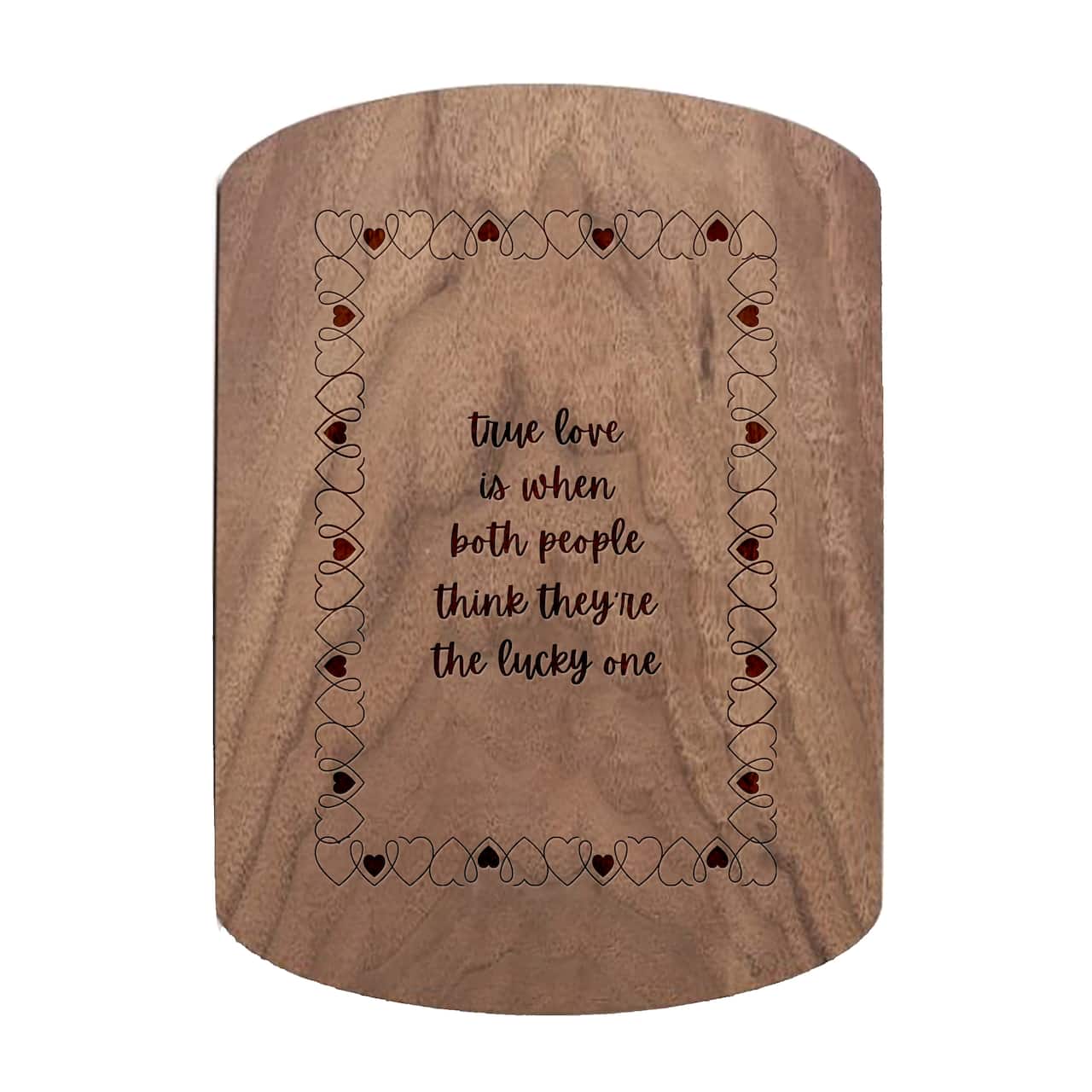 11" x 8" True Love Lucky Ones Walnut Oval Cutting Board